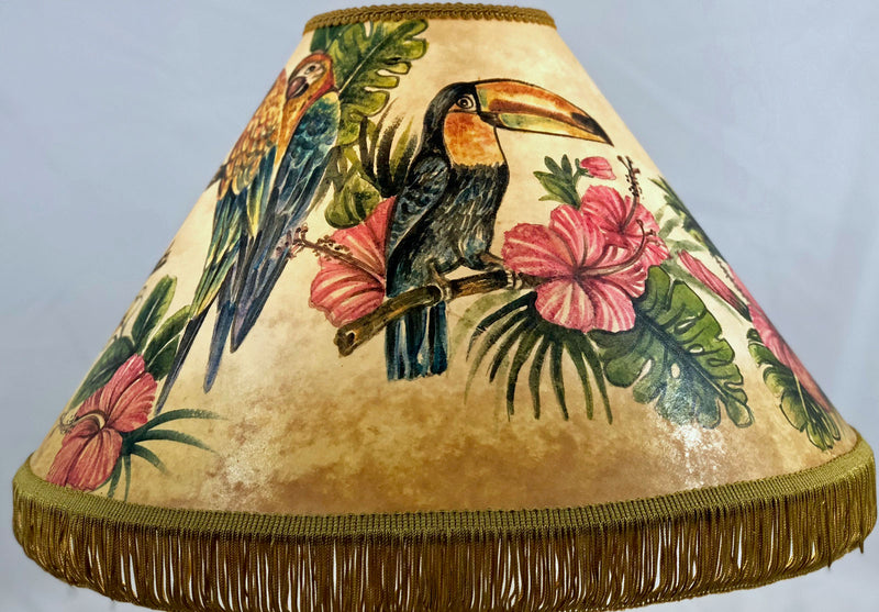 Tucan & Hibiscus 18 Inch Tall Lampshade